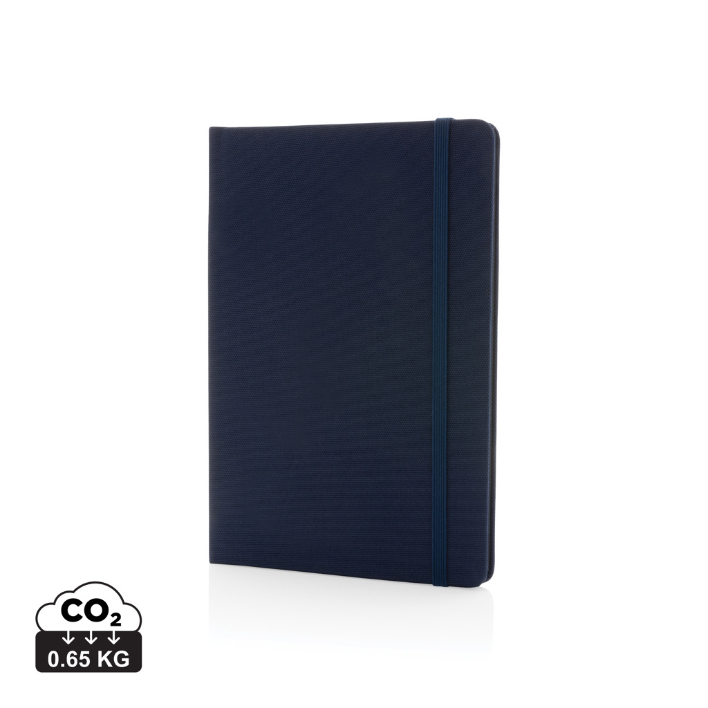 Carnet de notes personnalisable en rPET A5 bleu marine et bleu marine